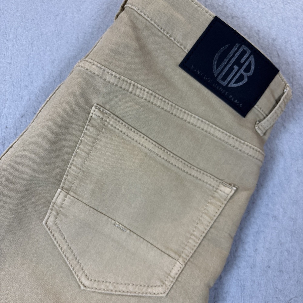 VGB Vintage Genes Black Men's Slim Fit French Terry Denim Jeans Khaki 30x30